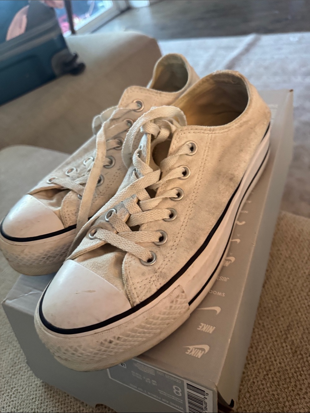 White Converse Platform Low Top Sneakers